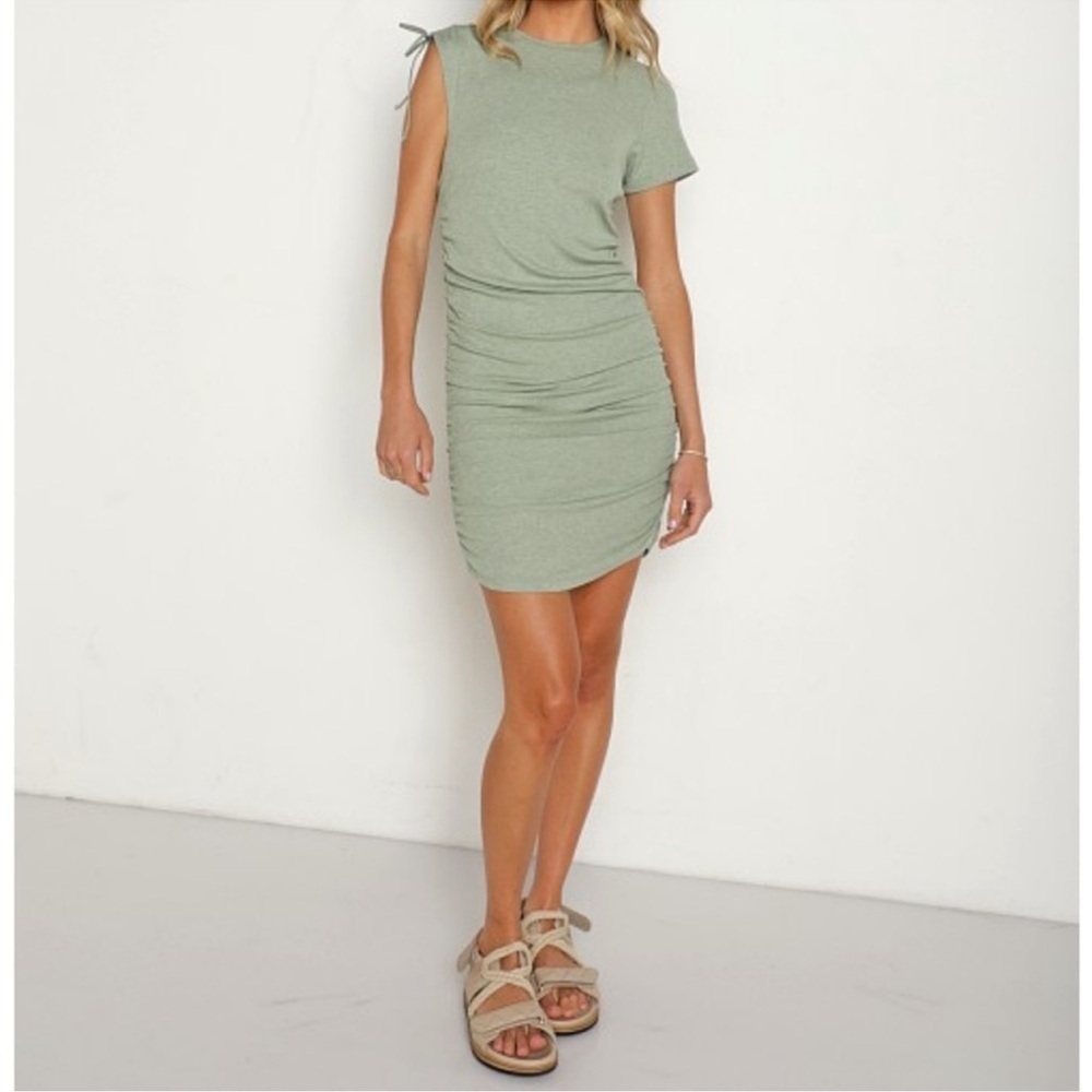 LNA Miles ruched ribbed mini dress